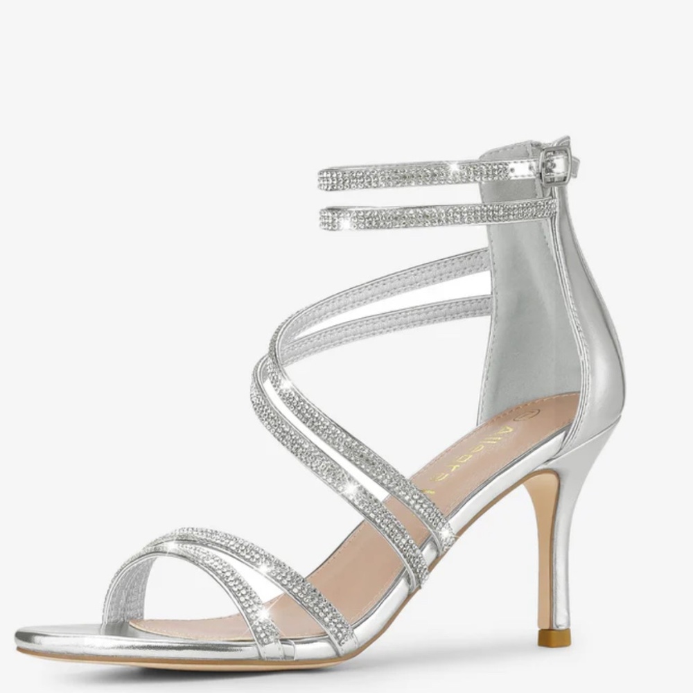 NWT Allegra K Rhinestone Stiletto  Sandals sz 11